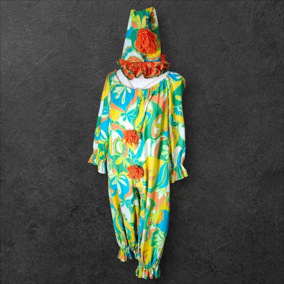 Vintage 1970s Handmade Clown Costume Suit w/ Hat & Ruffle One of a Kind - Picture 2 of 16